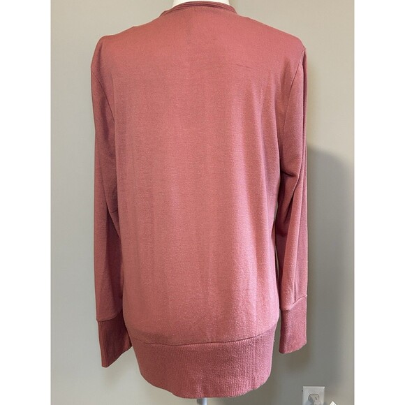 ZENANA Long Knit Cardigan Sweater with Pockets and Snap Buttons Pink XL - Picture 5 of 10